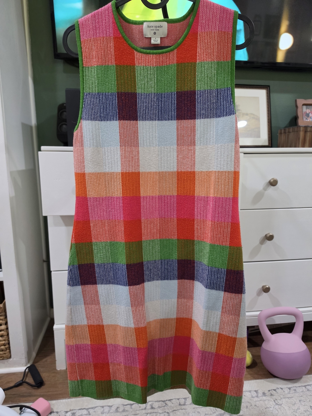 kate spade Multicolor Plaid Knit Dress - Pink/Green/Blue/Orange